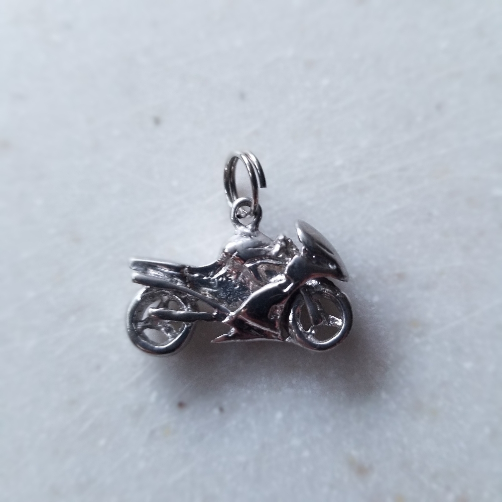 Silver Motorcycle Charm
